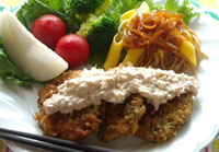 Vegetarian mincemeat cutlet with nanban tare sauce