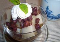 ベジタリアン料理レシピ（スイーツ）ライスドリーム寒天の小豆クリームソース