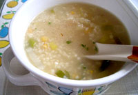 ベジタリアン料理レシピ（中華）ひえとコーンのスープ