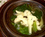 ベジタリアン料理レシピ（洋食）ほうれん草とカリフラワーのスープ